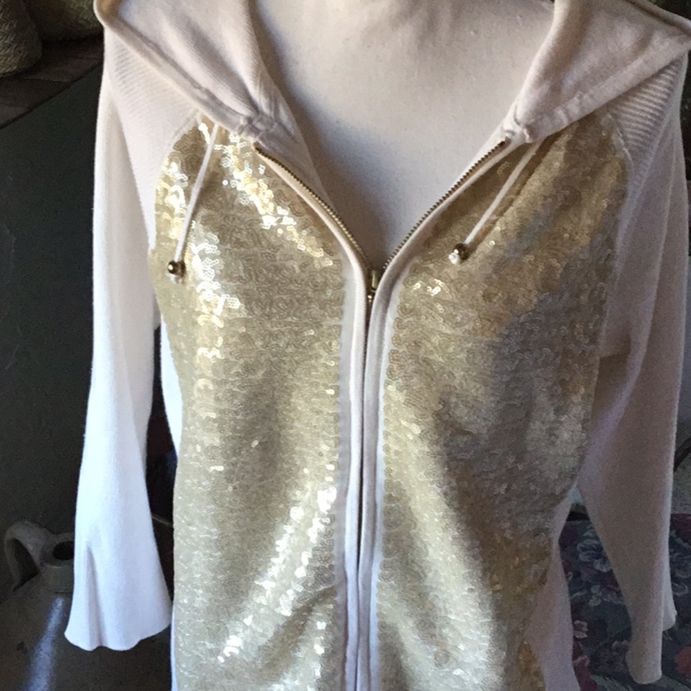EUC Chico’s Ivory with Sequins Knit Jacket - Picture 1 of 4